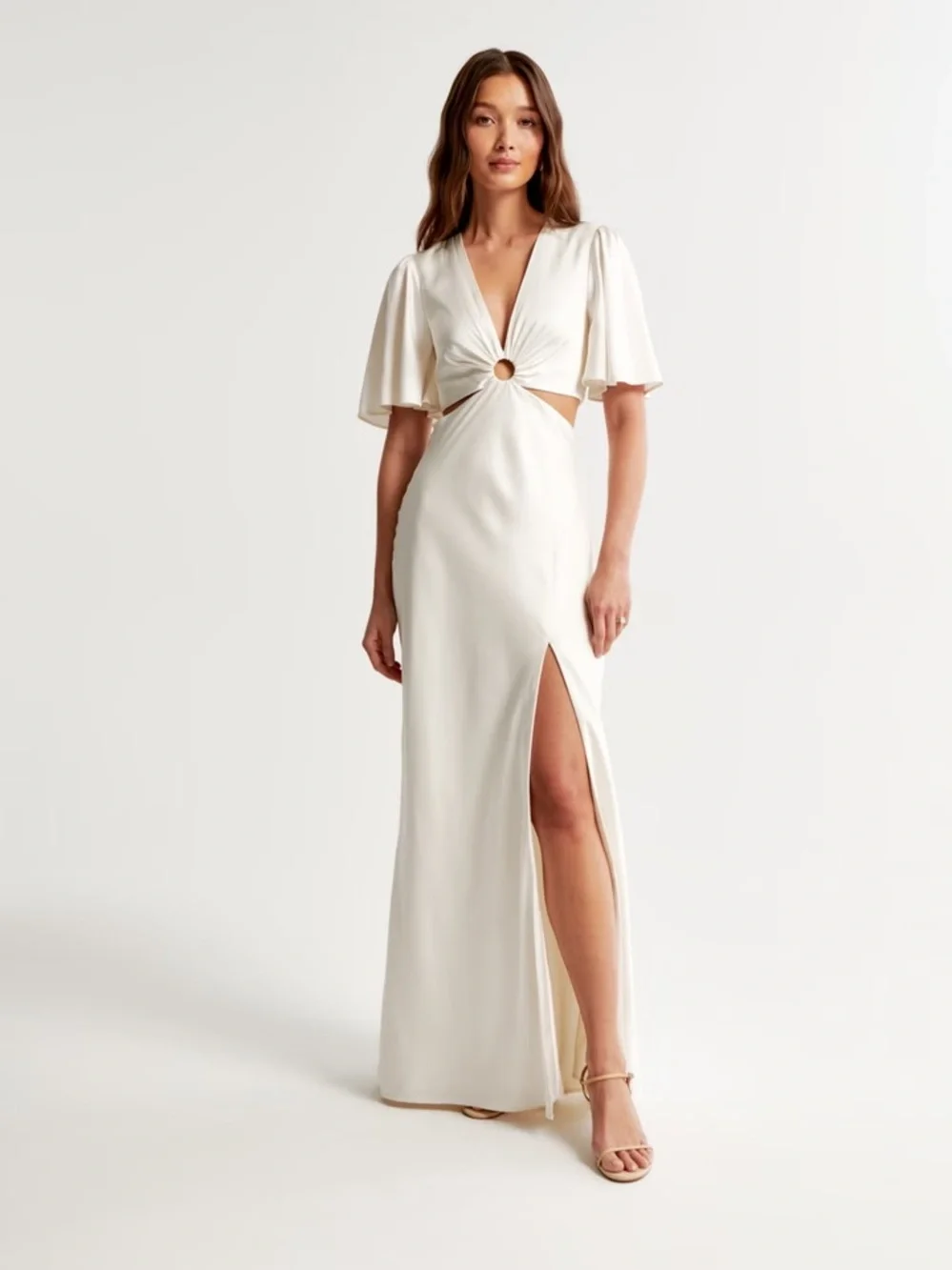 NWT Abercrombie & Fitch Angel Sleeve O-Ring Cutout Maxi Dress Size XLP